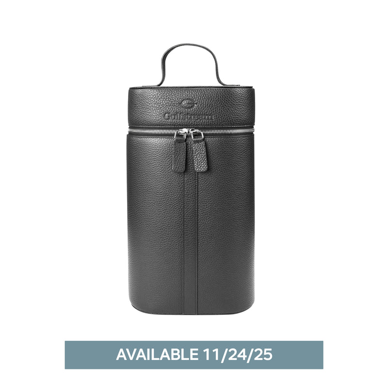 Signature Leather Double Wine Tote - Black